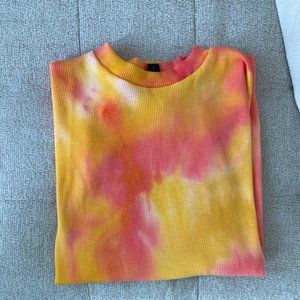 Lonely Ghost Tie Die Thermal Top, Size Medium